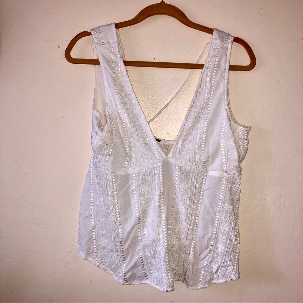 Free People White Flowy Top